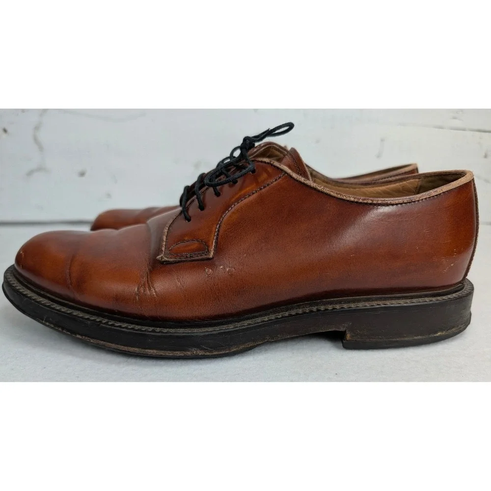 Unbranded Mens 9 EU 43 Cognac Leather Derby Shoes Vibram Soles